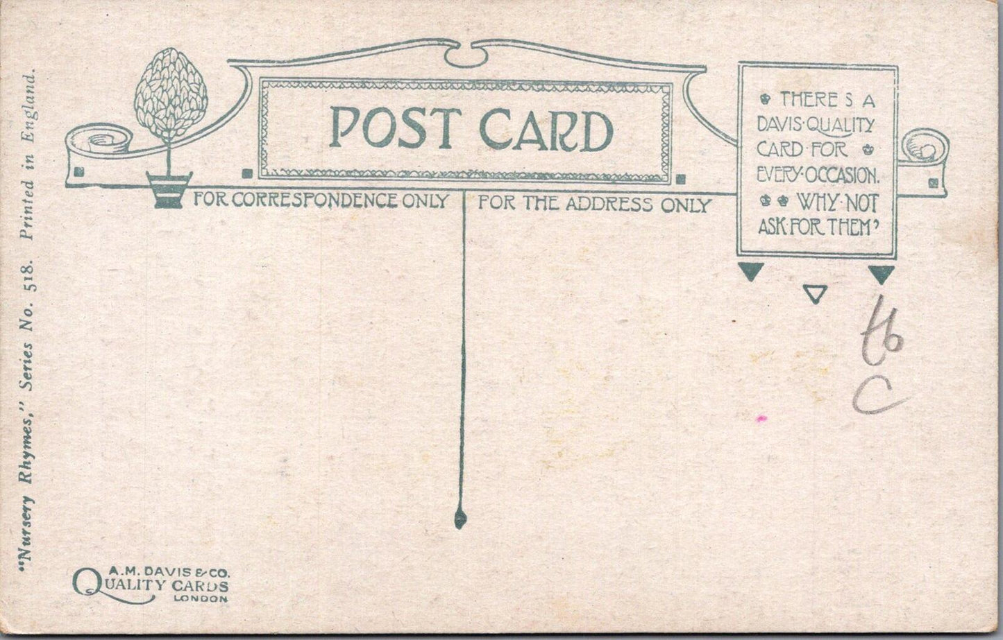 Nursery Rhymes Postcard: Multiplication is Vexation, School Child XT1847
