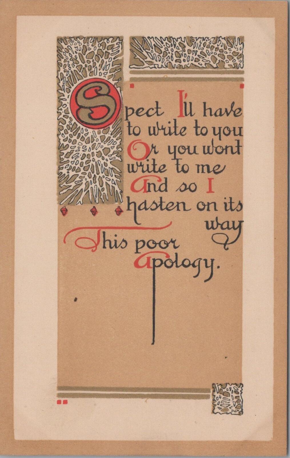 Motto Postcard: Spect I'll Have To Write To You. This Poor Apology XT1848