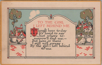 Motto Postcard: To The Girl I Left Behind Me. Castle Illuminated Letter XT1849