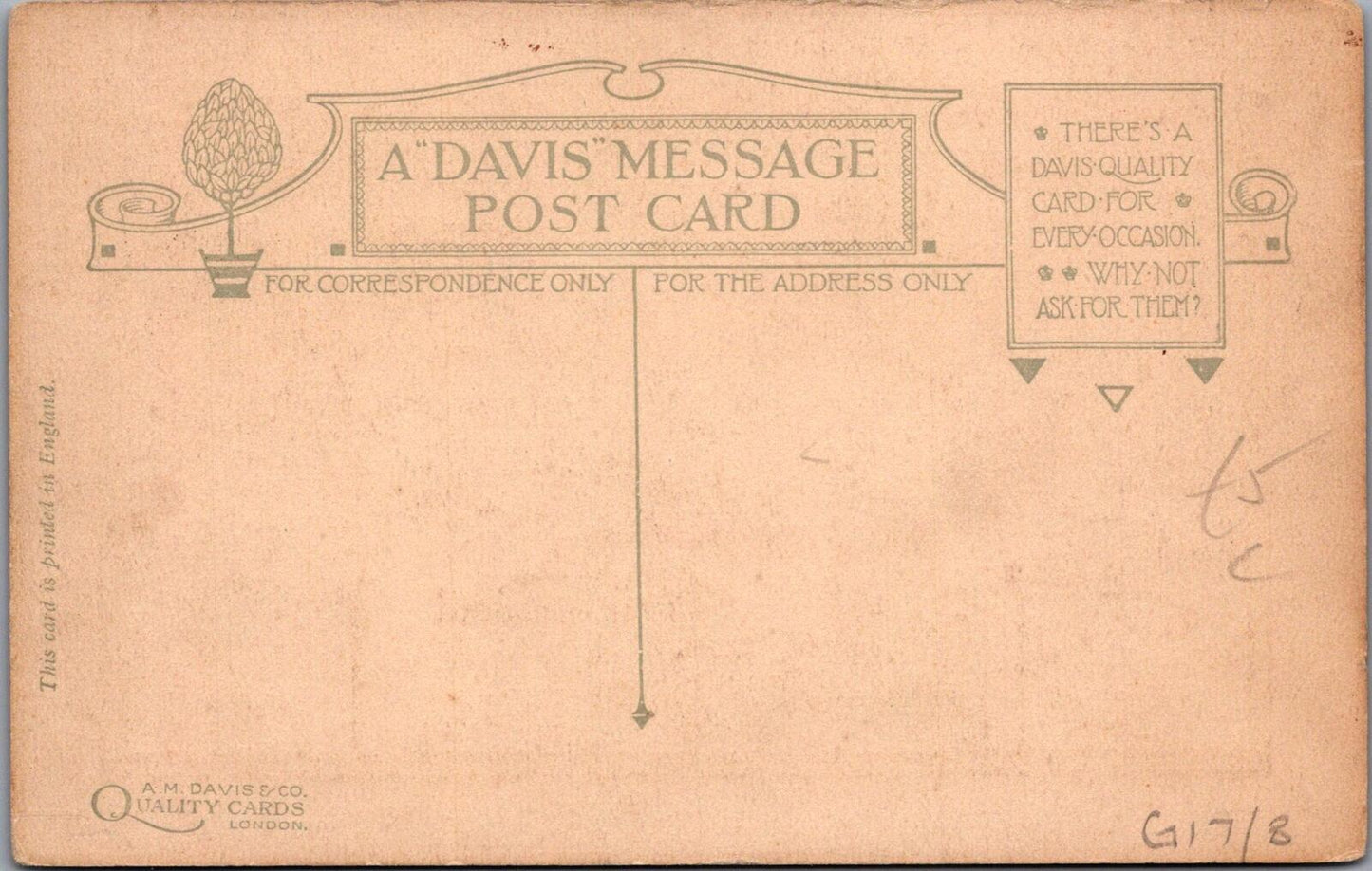 Motto Postcard: To The Girl I Left Behind Me. Castle Illuminated Letter XT1849