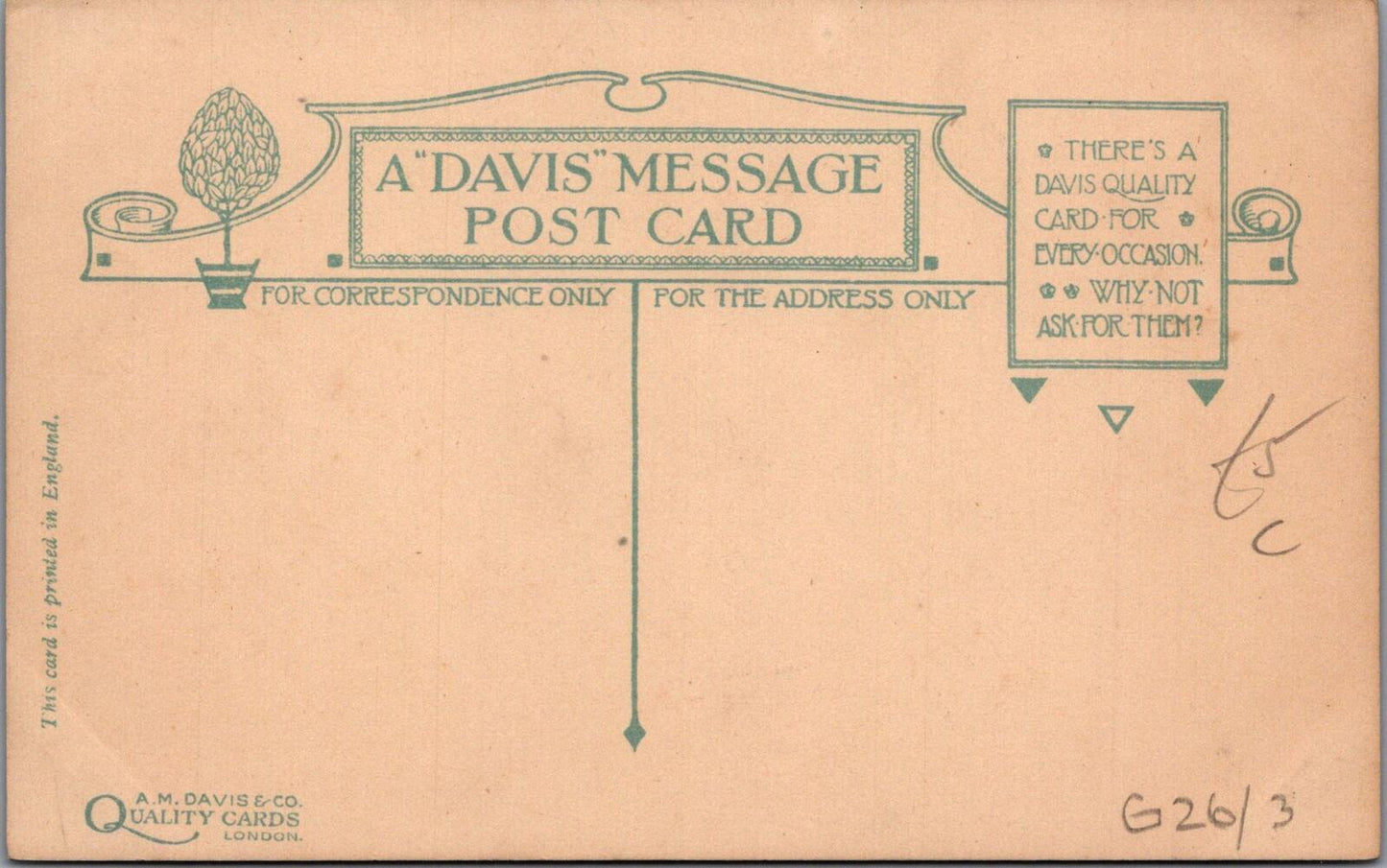 Motto Postcard: Tit For Tat. Verse With Decorative Border XT1850