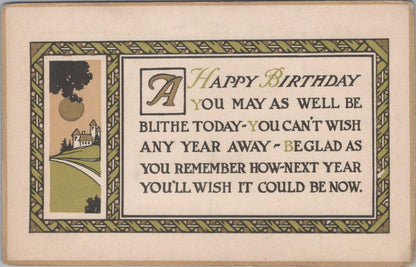 Message Postcard: A Happy Birthday. Country House Sunset XT1851