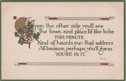 Motto Postcard: Upon The Other Side You'll See. Illuminated Letter XT1852