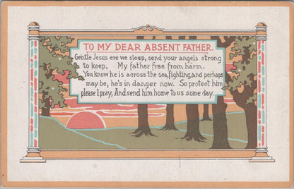 Motto Postcard: To My Dear Absent Father. Forest Sunset Scene XT1858