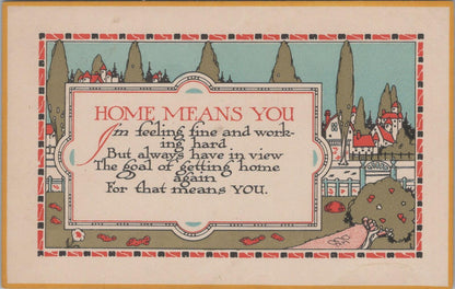 Greetings Postcard: Home Means You Verse Decorative Arts Landscape XT3393