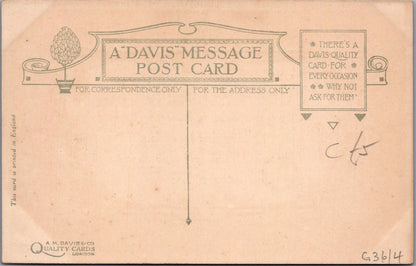 Greetings Postcard: Alphabet Incomplete Verse Art Nouveau Flower Border XT3397