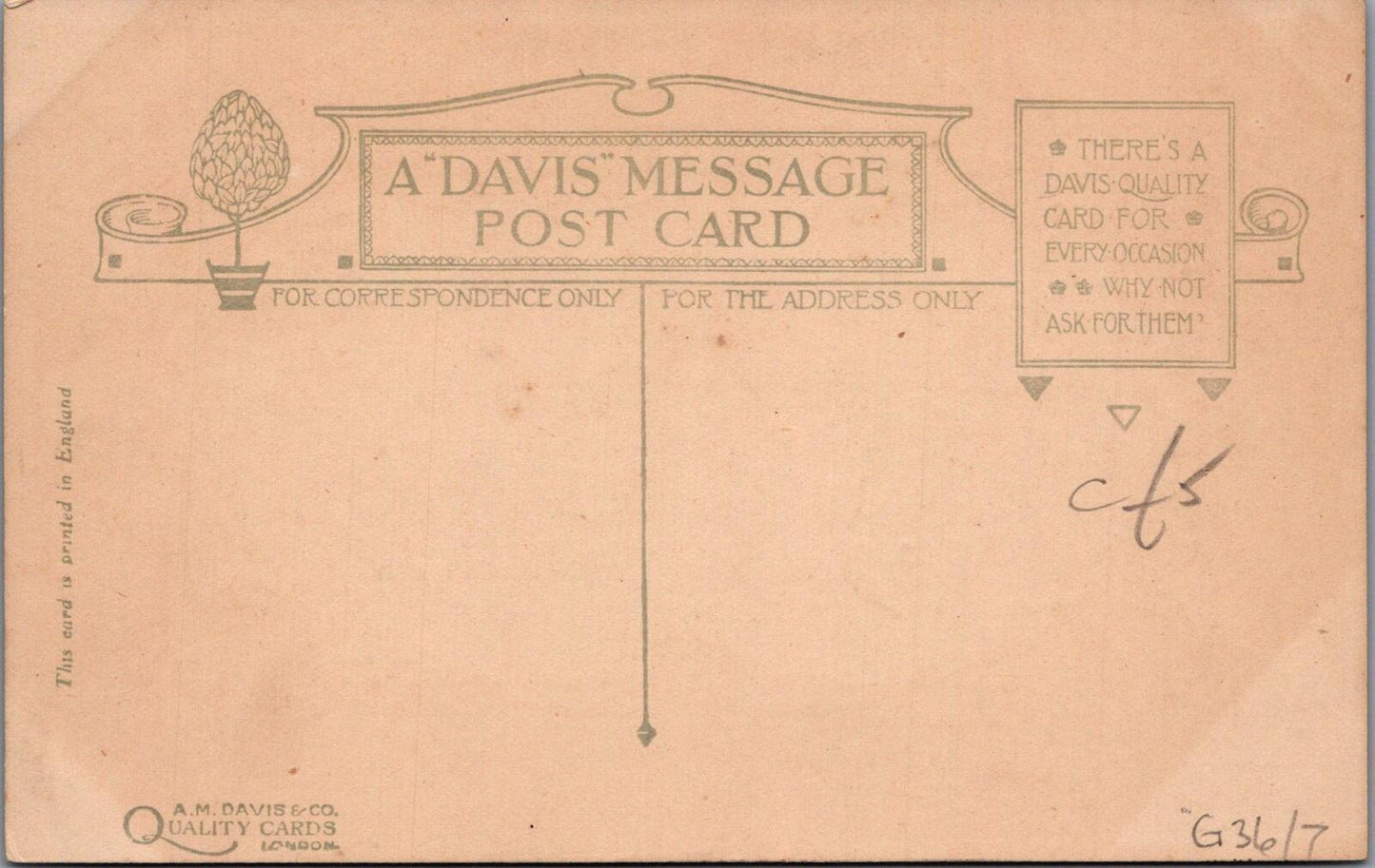 Greetings Postcard: Why I Don't Write Verse Art Nouveau Flower Frame XT3398