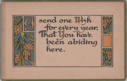 Greetings Postcard: One Wish For Every Year Pine Cones Motto XT3412