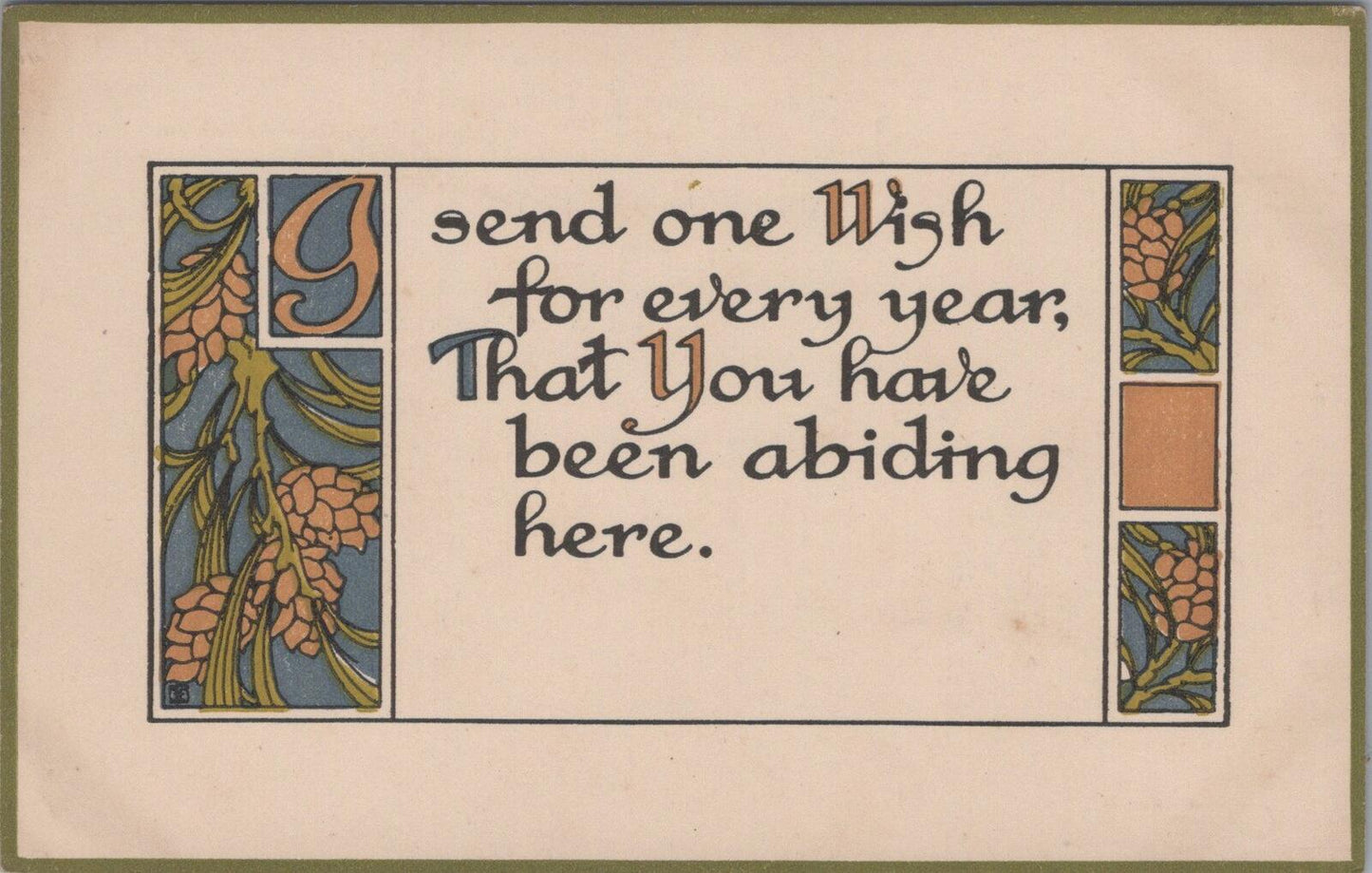 Greetings Postcard: One Wish For Every Year Pine Cones AM Davis XT3413