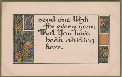 Greetings Postcard: One Wish For Every Year Pine Cones AM Davis XT3413