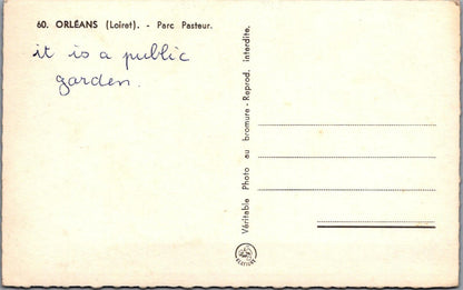 France Postcard: Orléans, Parc Pasteur, Public Garden Real Photo 1950's XT2097