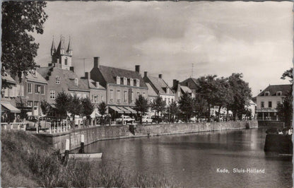 Netherlands Postcard: Sluis, Kade Canal View, Zeeland Street Scene  XT2102