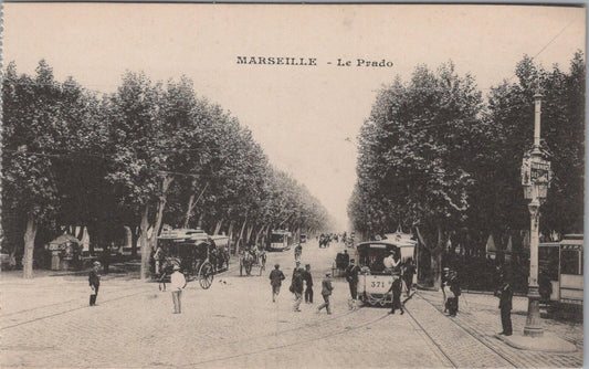 France Postcard: Marseille Le Prado Tramway and Street Scene 1910's XT2123