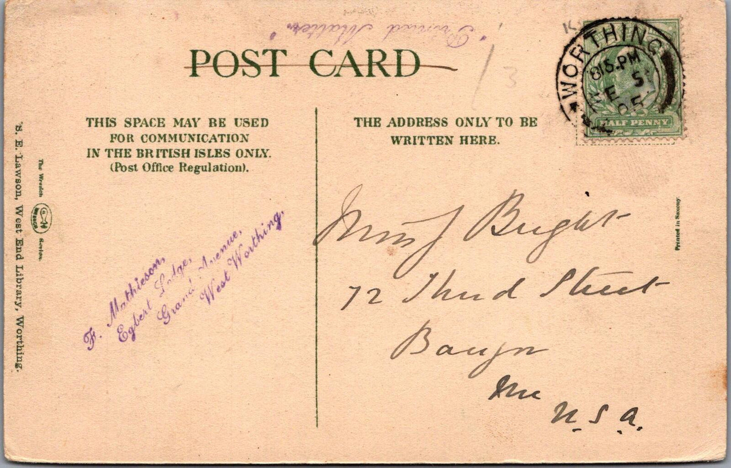 Sussex Postcard: Goring-by-Sea Sea Lane near Worthing Thatched Cottages  XT2133