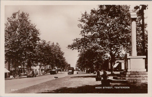 Kent Postcard High Street Tenterden War Memorial England RPPC XT2346