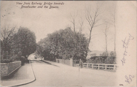Sussex Postcard Worthing View from Railway Bridge Broadwater Downs 1900s XT2348
