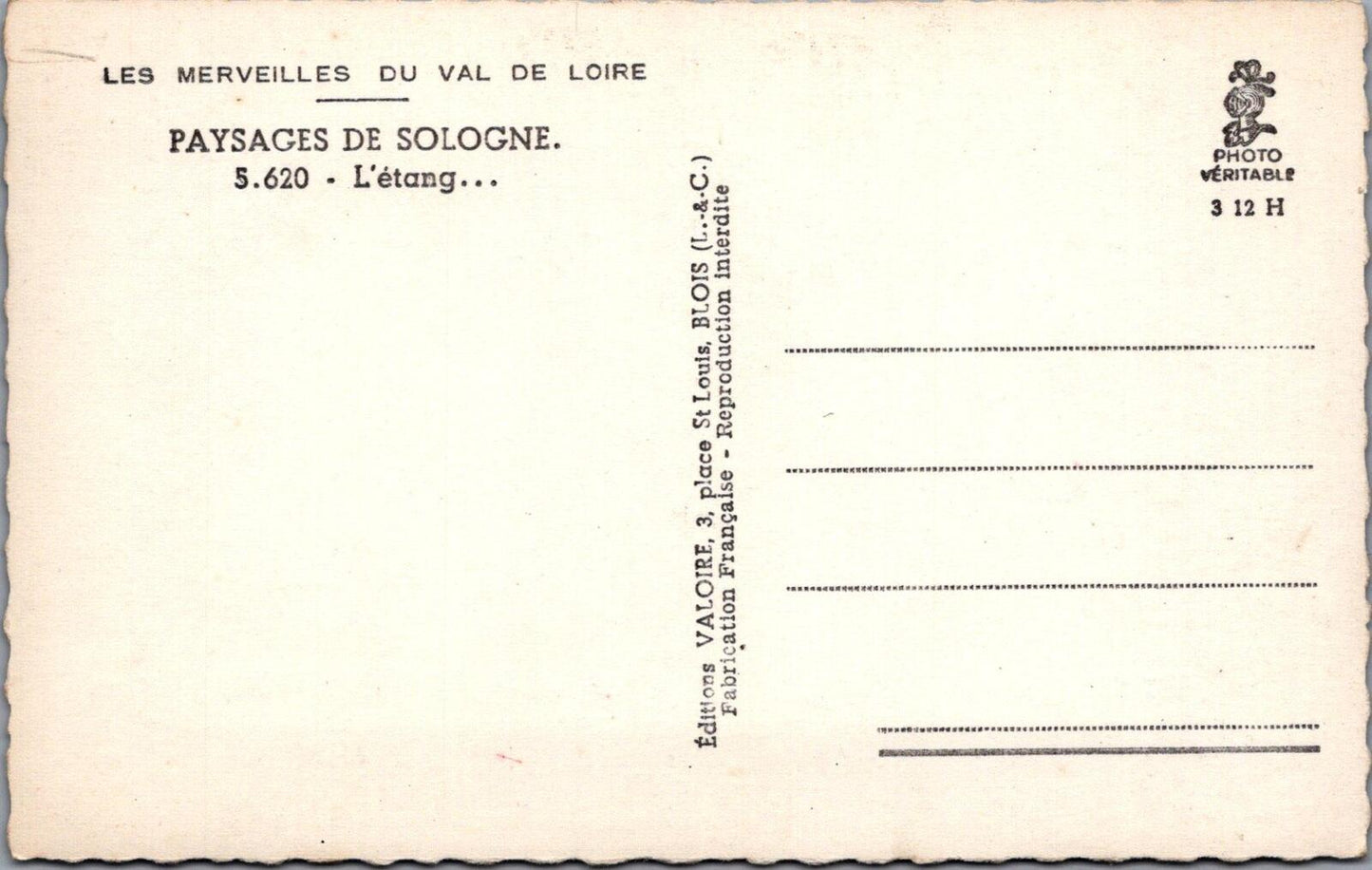 France Postcard Sologne Paysages de Sologne L'etang Valoire Blois 1960s XT2351