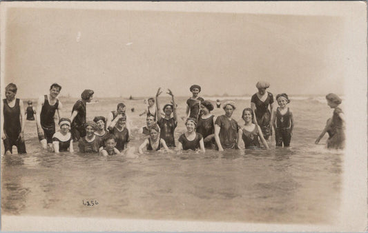 Kent Postcard Cliftonville Group Bathers Sea Frolics 1920s XT2361