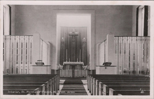Jersey Postcard St Matthew's Millbrook Glass Church Lalique Art Deco XT2371