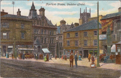Yorkshire Postcard Huddersfield Market Place Street View Shops  XT2388