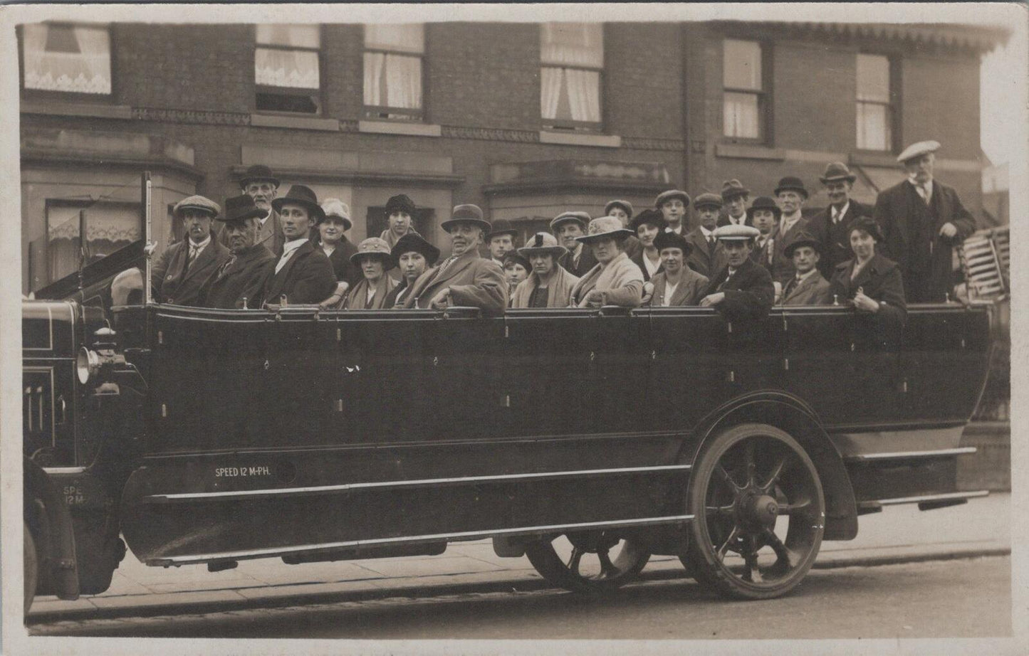 Vintage Road Transport Postcard Excursion Autobus Charabanc RPPC XT2389