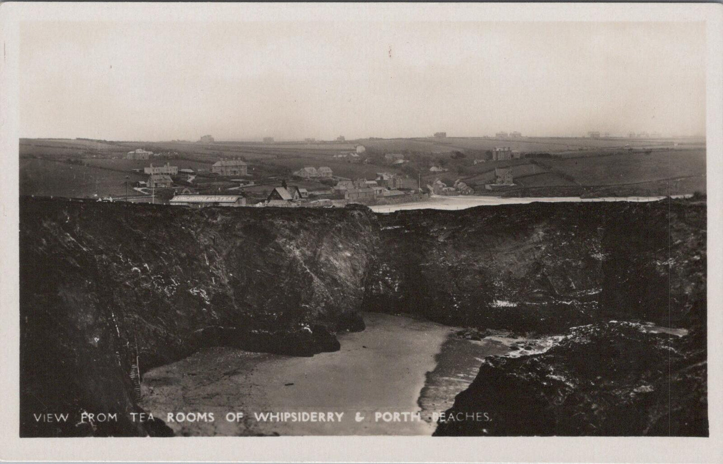 Cornwall Postcard Whipsiderry Porth Beaches Tea Rooms Newquay RPPC Real XT2392