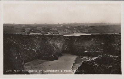 Cornwall Postcard Whipsiderry Porth Beaches Tea Rooms Newquay RPPC Real XT2392