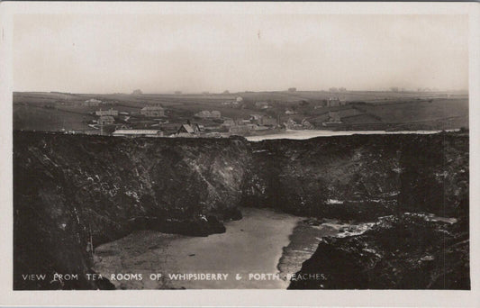 Cornwall Postcard Whipsiderry Porth Beaches Tea Rooms Newquay RPPC Real XT2392