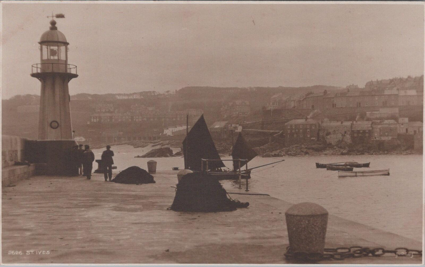 Cornwall Postcard St Ives Harbour Smeatons Pier Lighthouse XT2393