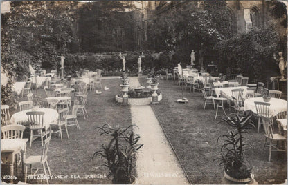Gloucestershire Postcard Abbey View Tea Gardens Tewkesbury 1914 RPPC XT2398