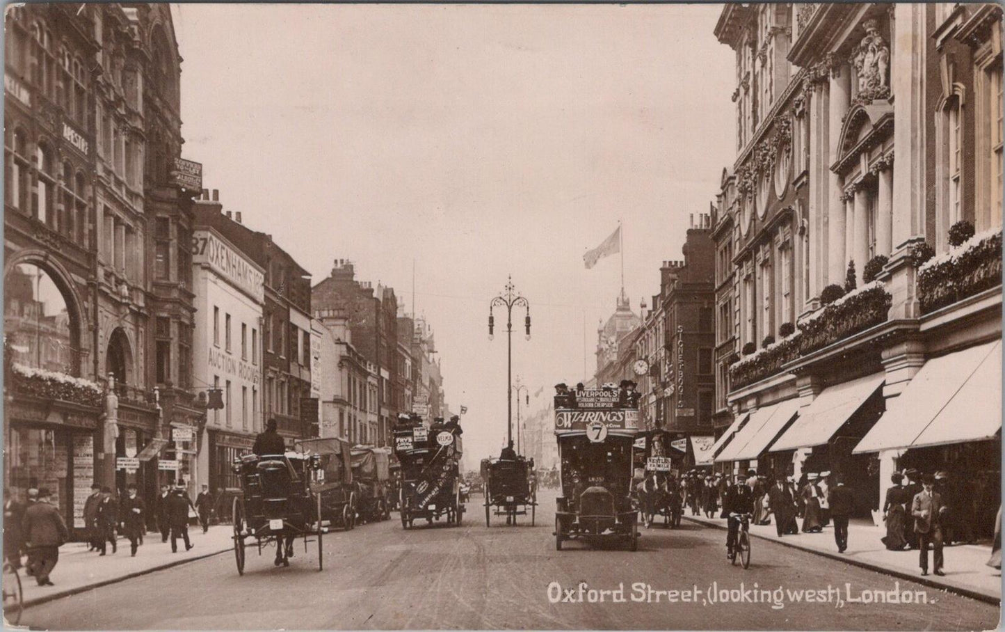 London Postcard Oxford Street 1911 Postmark RPPC Davidson Bros Surrey XT2401