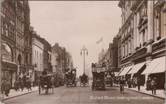 London Postcard Oxford Street 1911 Postmark RPPC Davidson Bros Surrey XT2401