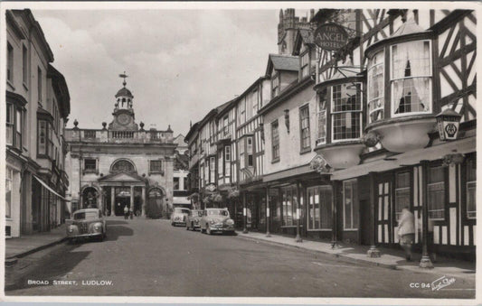 Shropshire Postcard Ludlow Broad Street Angel Hotel Buttercross RPPC XT2404