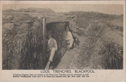 Lancashire Postcard Loos Trenches Blackpool Telephone Dugouts WW1 RPPC XT2407