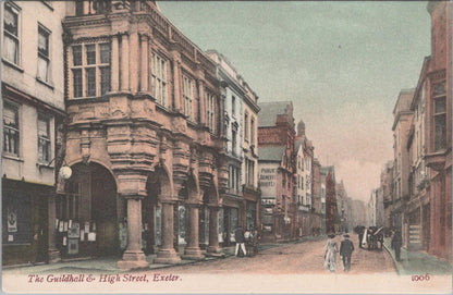 Devon Postcard: Exeter High Street Historic Guildhall Animated Street XT2421