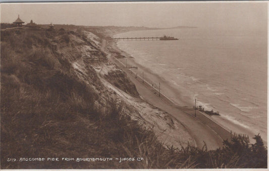 Dorset Postcard: Boscombe Pier from Bournemouth Cliffs Sepia  XT2806