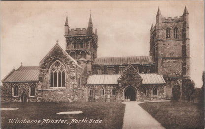 Dorset Postcard: Wimborne Minster North Side Church Sepia  XT2808