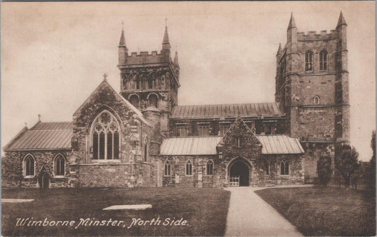 Dorset Postcard: Wimborne Minster North Side Church Sepia  XT2808