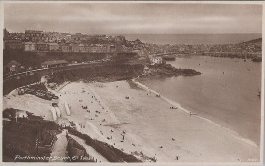 Cornwall Postcard: Porthminster Beach St Ives Aerial Coast View Sepia XT2812
