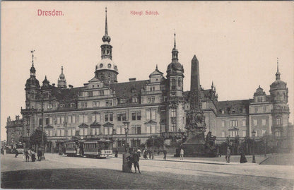Germany Postcard: Dresden Konigl Schloss Royal Palace Tram Sepia XT2814