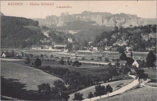 Germany Postcard: Rathen Sachs Schweiz Lokomotive Rock Sepia  XT2815