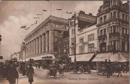 London Postcard: Oxford Street Selfridges Penberthy Buses Sepia  XT2817