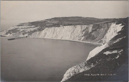 Isle of Wight Postcard: Alum Bay Coast Cliffs Pier Landscape Sepia XT2819