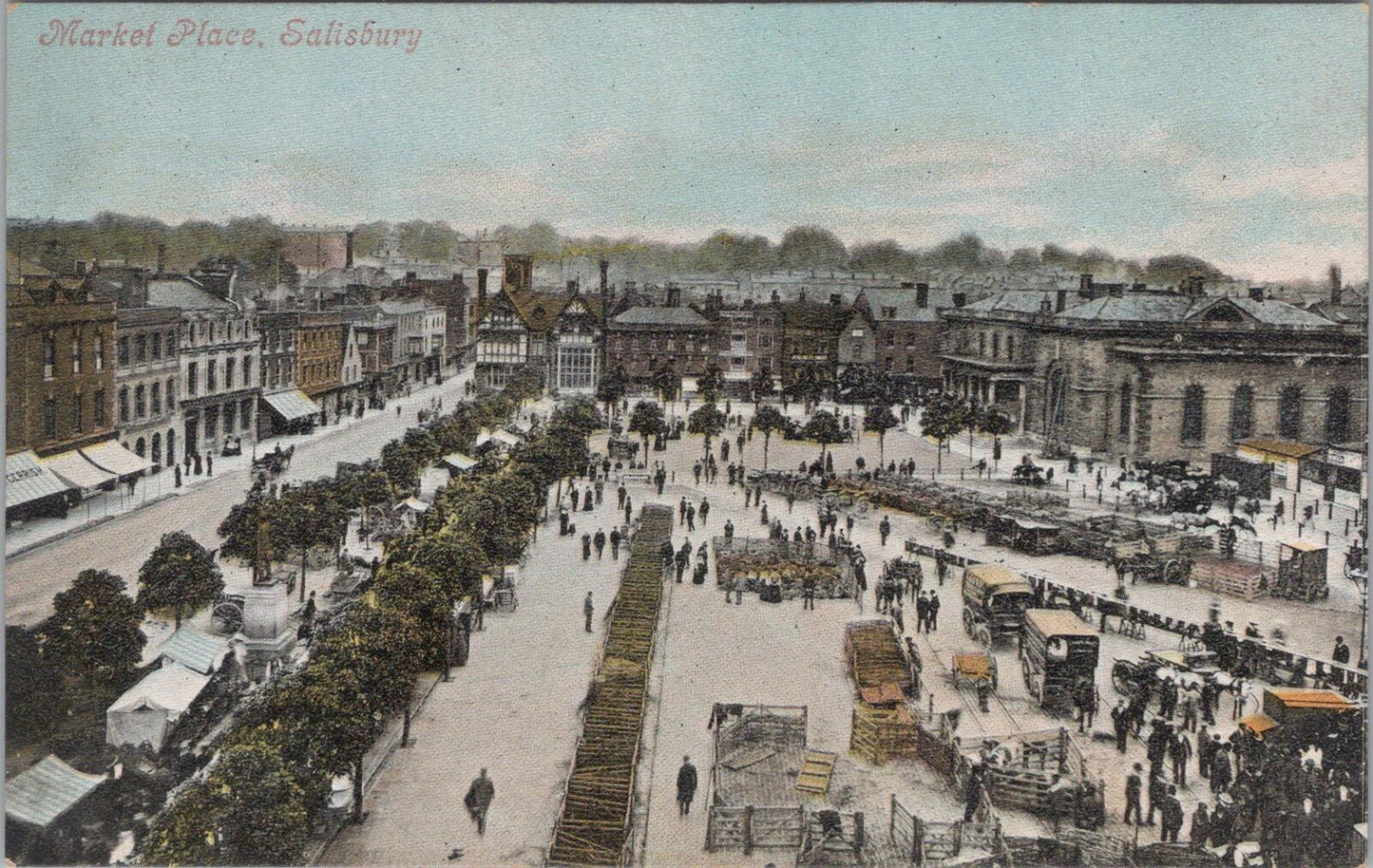 Wiltshire Postcard: Market Place Salisbury High Angle Town View  XT2822