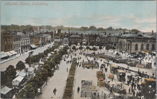 Wiltshire Postcard: Market Place Salisbury High Angle Town View  XT2822