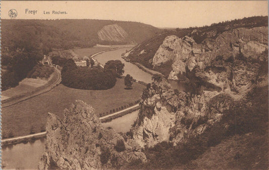 Belgium Postcard: Dinant Meuse Valley Chateau Castle Freyr Sepia XT2828