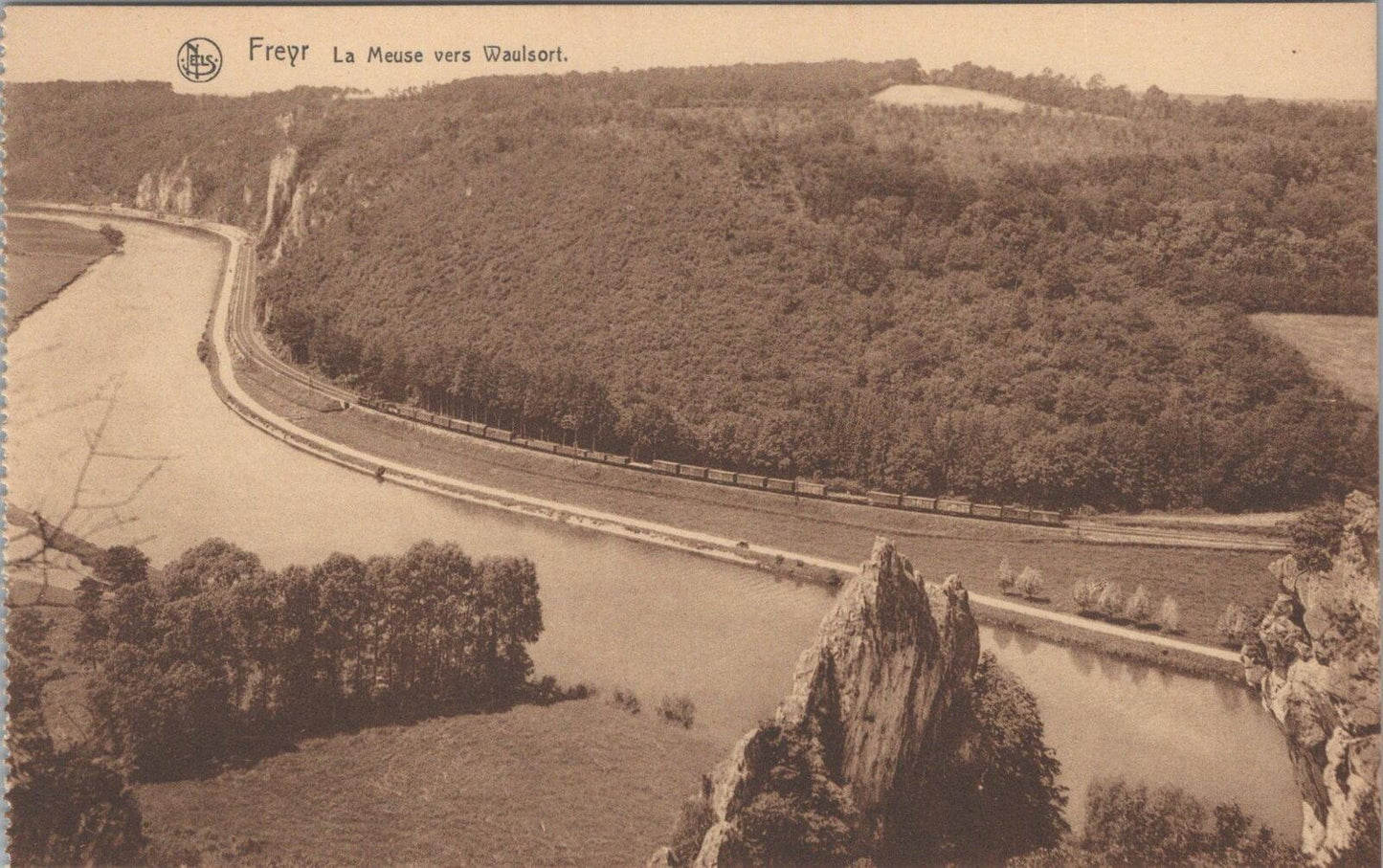 Belgium Postcard: Freyr La Meuse Vers Waulsort River Valley Sepia XT2829