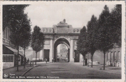 Belgium Postcard: Ypres Porte de Menin Memorial Heros Britanniques Sepia XT2834