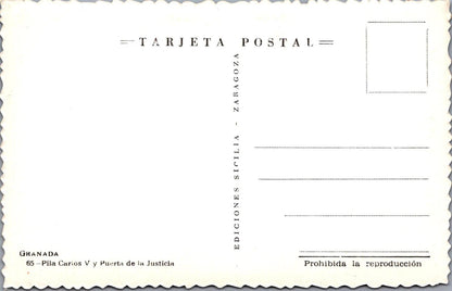 Spain Postcard: Granada Alhambra Puerta de la Justicia Pillar Carlos V - XT2835
