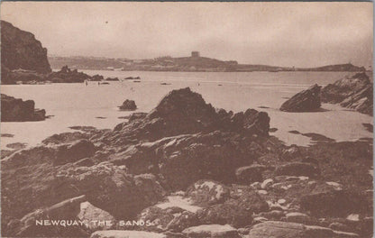 Cornwall Postcard: Newquay The Sands Coastal Rocks Towan Head Sepia  XT2839